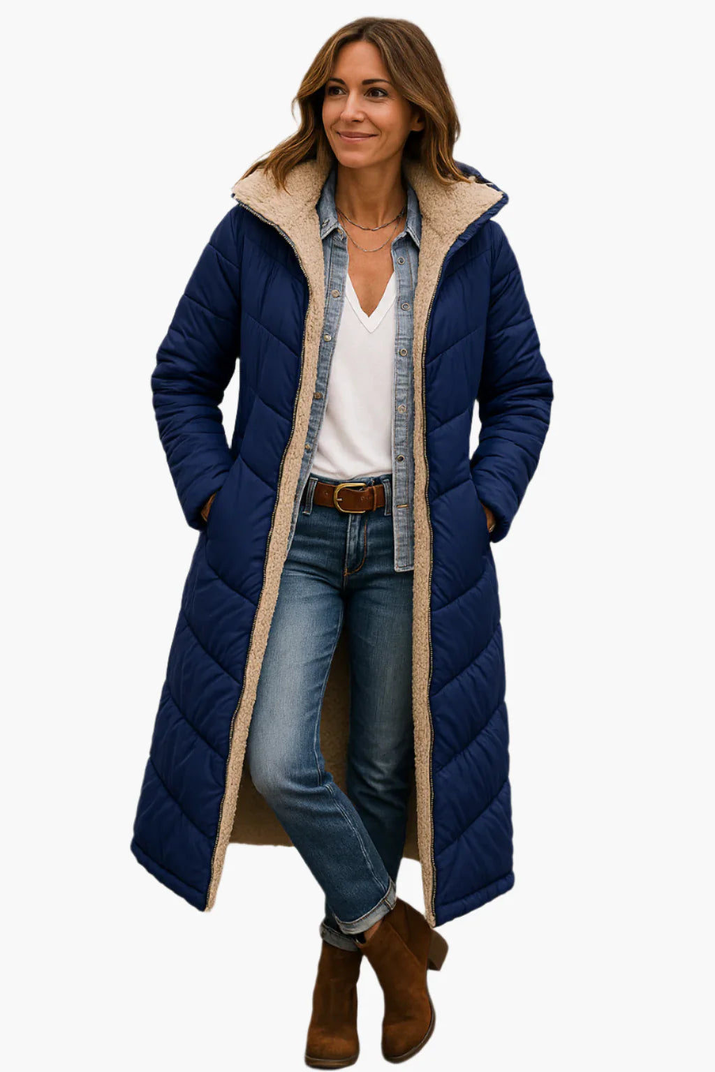 Women’s Warm Long Hooded Quilted Coat