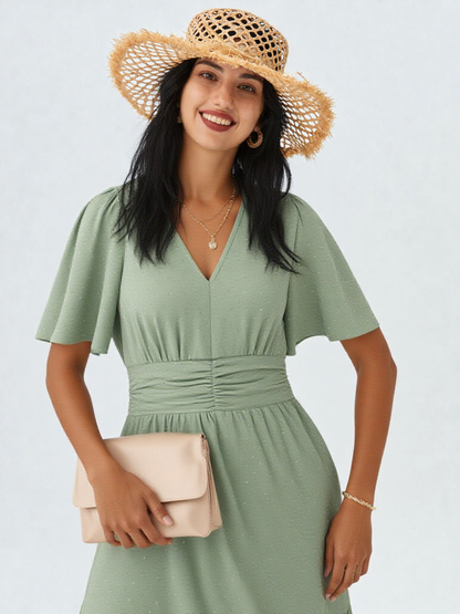 Women’s V-Neck Midi Dress - Slim Sheath Summer Style by ByAshmore