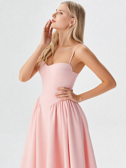 Women’s A-Line Midi Dress – Sleeveless V-Neck Slim Fit by ByAshmore