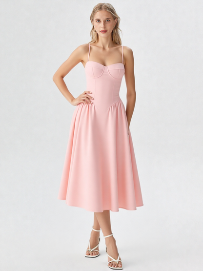 Women’s A-Line Midi Dress – Sleeveless V-Neck Slim Fit by ByAshmore