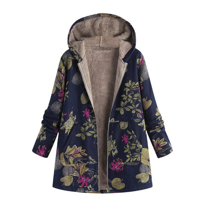Women’s Winter Warm Floral Coat with Hood