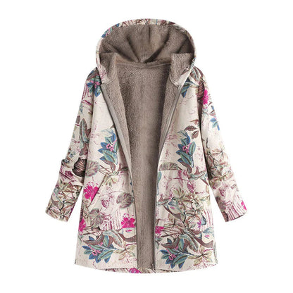 Women’s Winter Warm Floral Coat with Hood