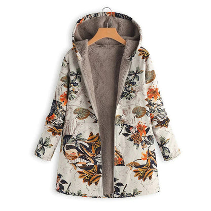 Women’s Winter Warm Floral Coat with Hood
