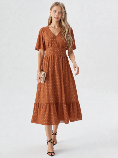 Women’s V-Neck Midi Dress - Slim Sheath Summer Style by ByAshmore